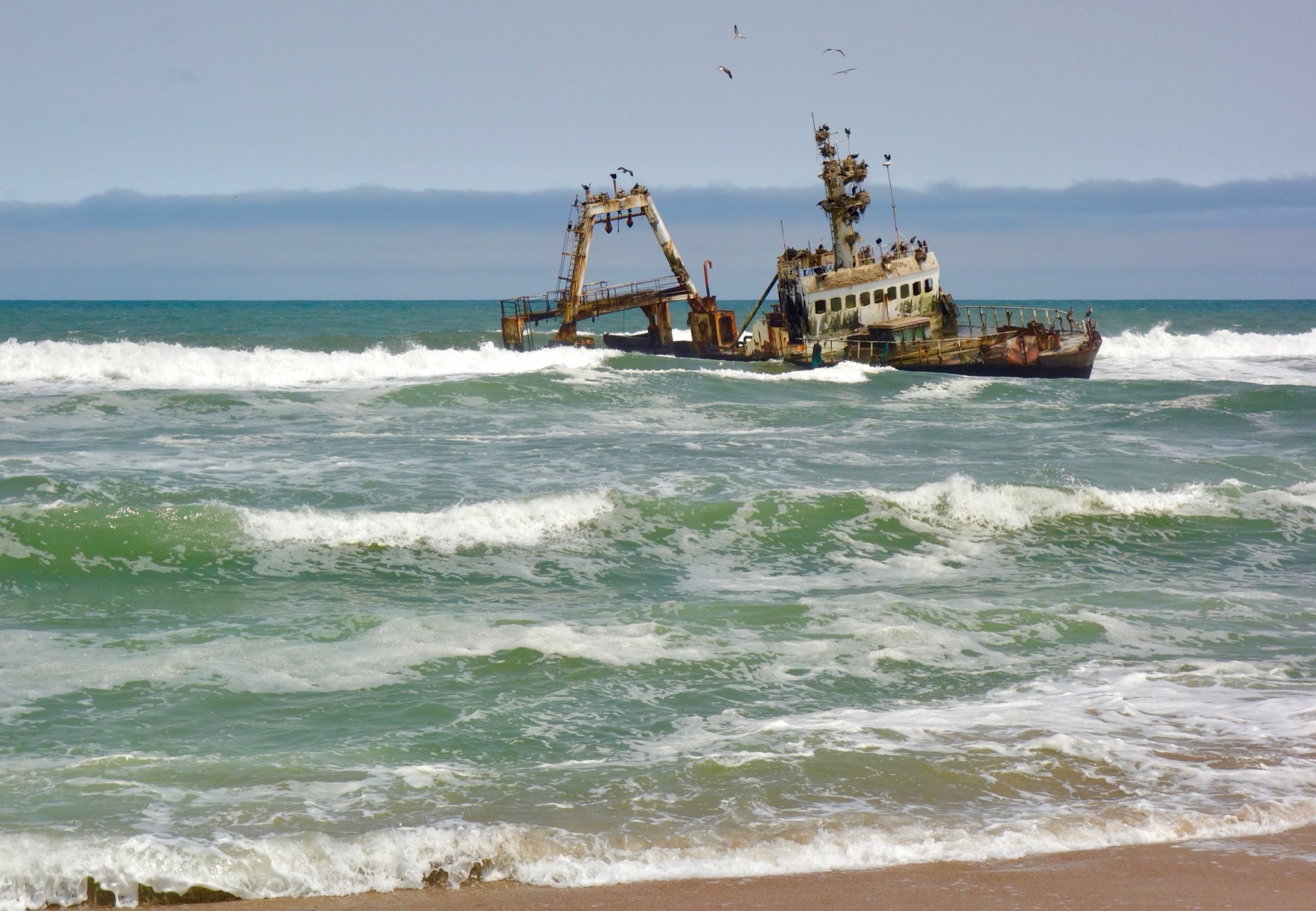 The misty, desolate shoreline of the Skeleton Coast, Namibia