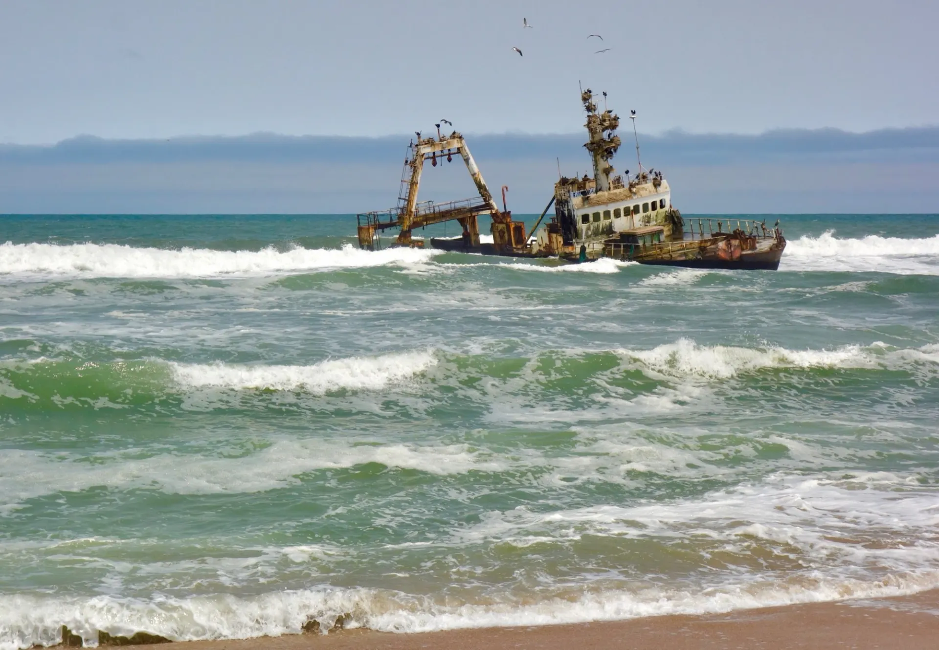 The misty, desolate shoreline of the Skeleton Coast, Namibia