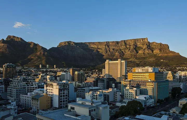 Table Mountain rising above Cape Town's city bowl