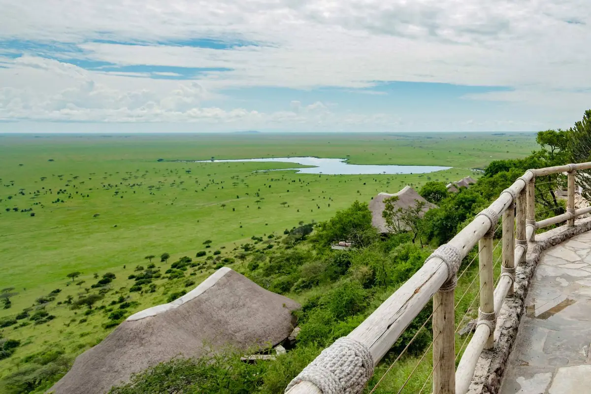 Green central Serengeti plains and Lake Magadi