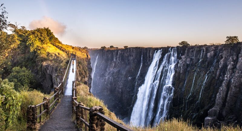 Victoria Falls rainbow spanning the gorge