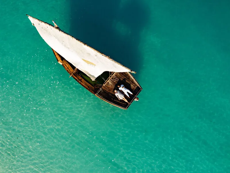 A white-sand beach on Zanzibar